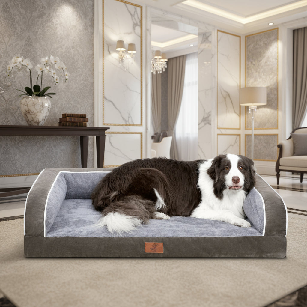 Dog Beds for Large Dogs, Washable Dog Bed Sofa with Removable Cover, Waterproof Dog Bed Couch with Nonslip Bottom, High Bolster Dog Bed, Orthopedic Dog Bed
