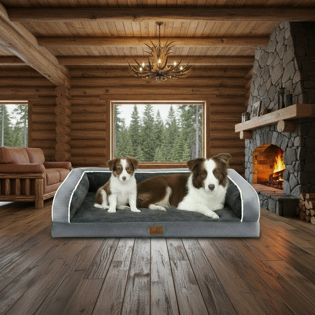 Dog Beds for Large Dogs, Washable Dog Bed Sofa with Removable Cover, Waterproof Dog Bed Couch with Nonslip Bottom, High Bolster Dog Bed, Orthopedic Dog Bed