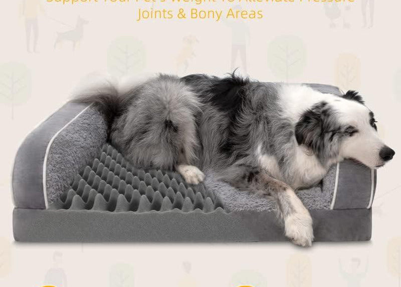 Dog Beds for Large Dogs, Washable Dog Bed Sofa with Removable Cover, Waterproof Dog Bed Couch with Nonslip Bottom, High Bolster Dog Bed, Orthopedic Dog Bed