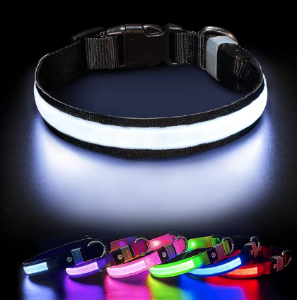 Premium LED Adjustable Dog Collar with Flashing Safety Lights