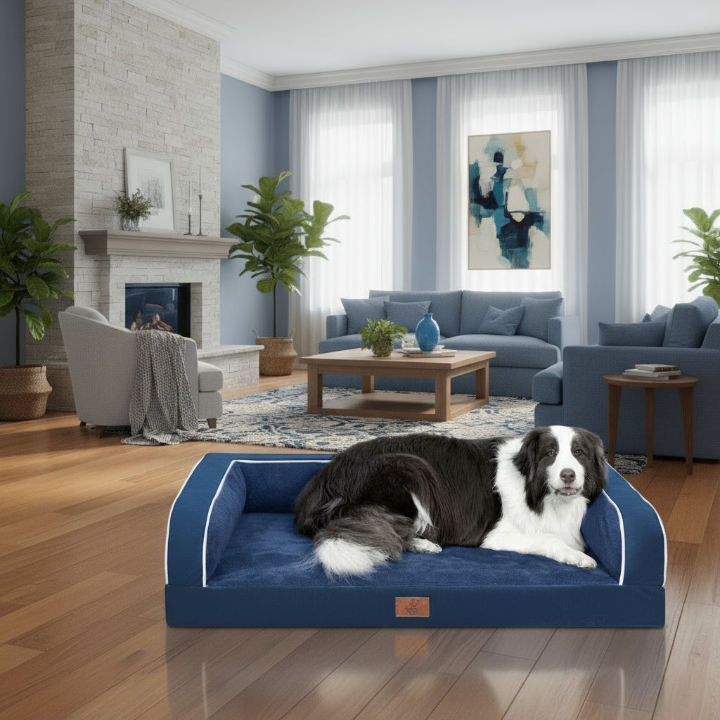 Dog Beds for Large Dogs, Washable Dog Bed Sofa with Removable Cover, Waterproof Dog Bed Couch with Nonslip Bottom, High Bolster Dog Bed, Orthopedic Dog Bed
