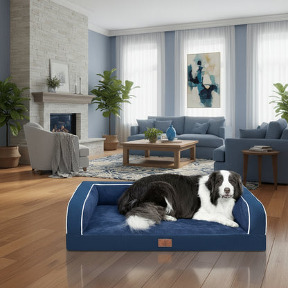 Dog Beds for Large Dogs, Washable Dog Bed Sofa with Removable Cover, Waterproof Dog Bed Couch with Nonslip Bottom, High Bolster Dog Bed, Orthopedic Dog Bed