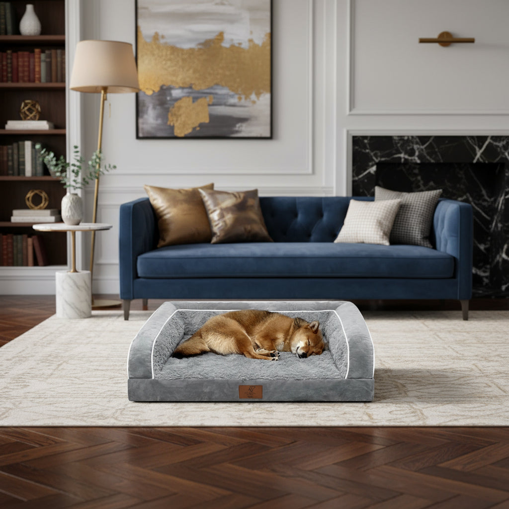Dog Beds for Large Dogs, Washable Dog Bed Sofa with Removable Cover, Waterproof Dog Bed Couch with Nonslip Bottom, High Bolster Dog Bed, Orthopedic Dog Bed